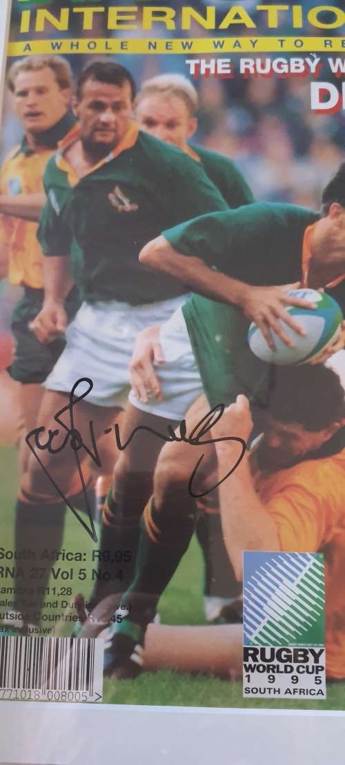 Rare 1995 Magazine signed by Joost van Der Westuizen .