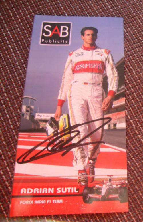 ADRIAN SUTIL force India hand signed SUPERB 2009 SABP PERSONAL SPONSOR-FLYER - FORCE INDIA