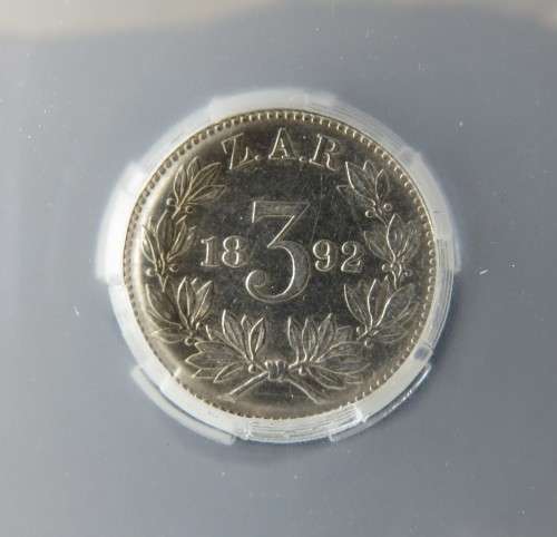 1892 ZAR graded Sangs silver set 3p to 5 Shilling