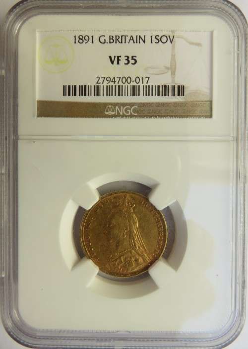 1891 GB Full Gold Sovereign NGC VF35