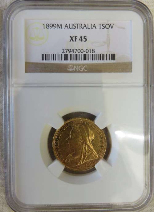 1899 Full Sovereign Australia Melbourn Mint NGC XF45