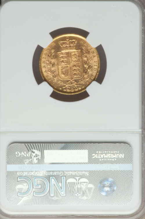 Great Britain: Victoria gold `Shield` Sovereign 1871 MS63 NGC