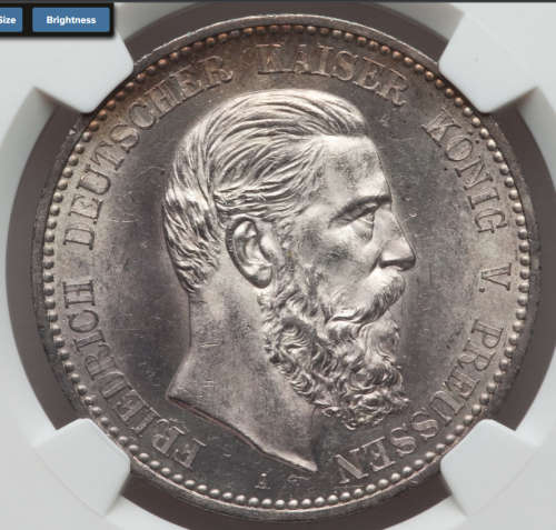 German States: Prussia. Friedrich III 5 Mark 1888-A MS63 NGC