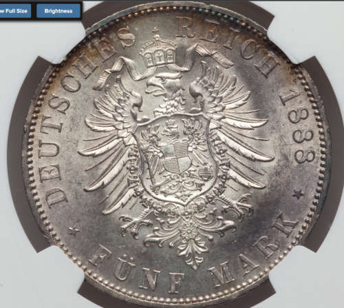 German States: Prussia. Friedrich III 5 Mark 1888-A MS63 NGC