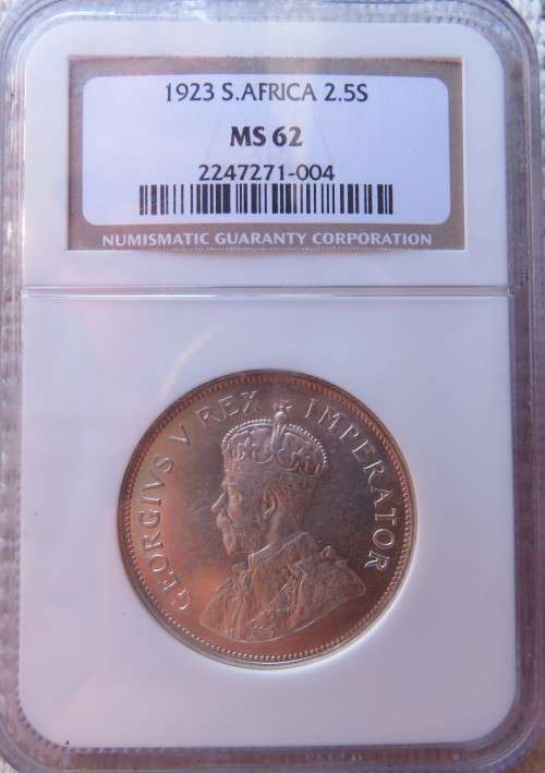 1923 South Africa Half Crown NGC MS62