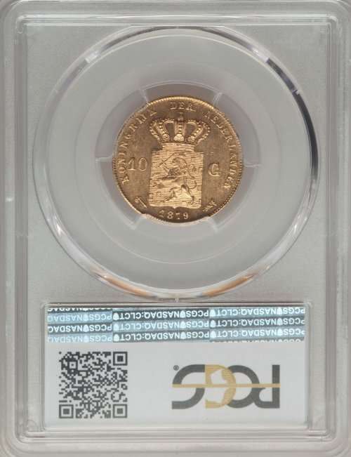1879 Netherlands Gold 10 Gulden 1879 MS65 PCGS