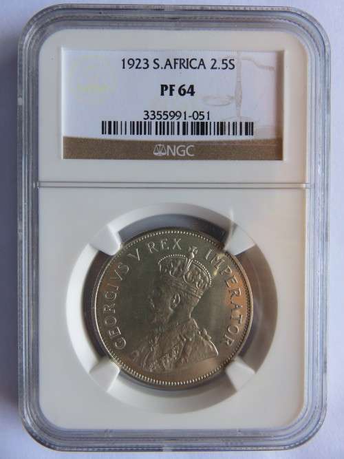 1923 South Africa Two and a half shilling / half crown proof  NGC PF64