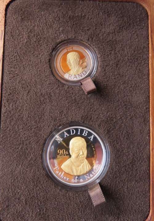 Half ounce Gold Nelson Mandela 90th birthday coin set