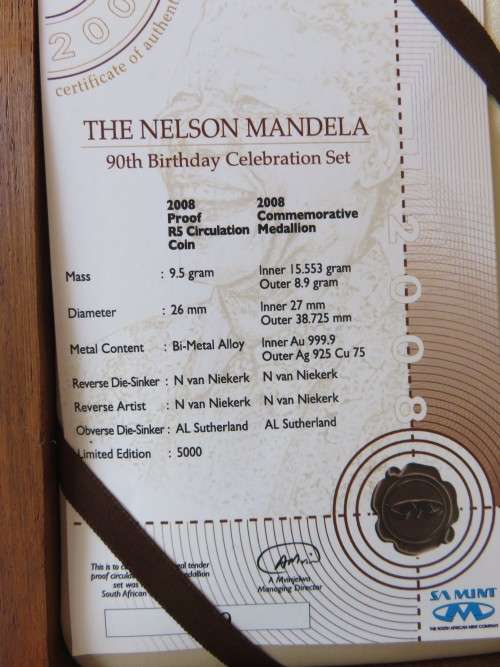 Half ounce Gold Nelson Mandela 90th birthday coin set
