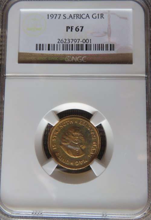 1977 SA Gold one rand NGC PF 67