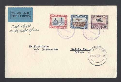 SWA 1931 First Flight Cover Otjiwarongo - Windoek - Walvis Bay - Scarce!