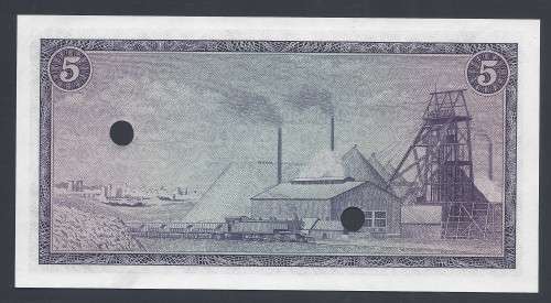 RSA 1967 TW de Jongh First Issue R5 SPECIMEN NOTE - Scarce!