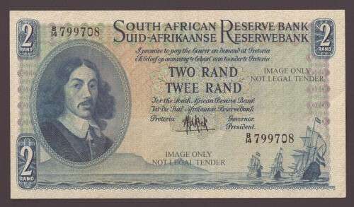 RSA 1961 MH de Kock 4th issue R2 note - B14 prefix