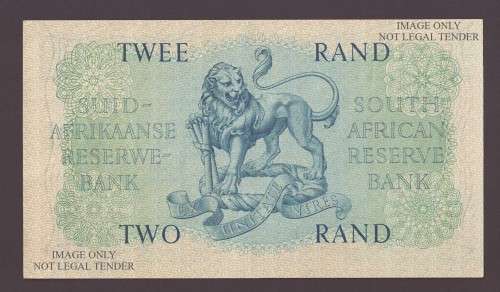 RSA 1961 MH de Kock 4th issue R2 note - B14 prefix