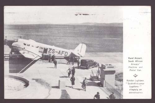 Union of South Africa 1937 Empite Exhibition Illustrated Rand Airport Postcard