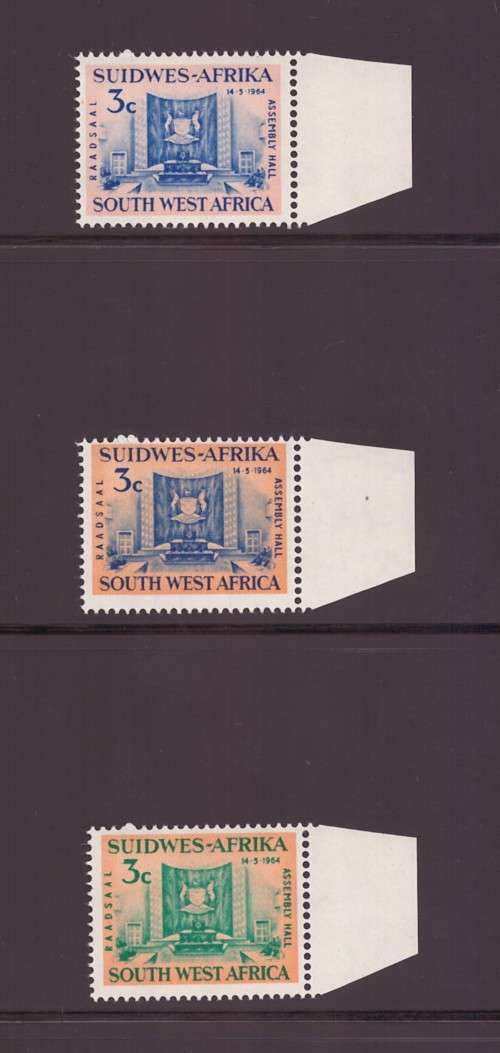 SWA 1964 Legislative Assembly 3c Set of 3 Color Trials - Very Scarce!