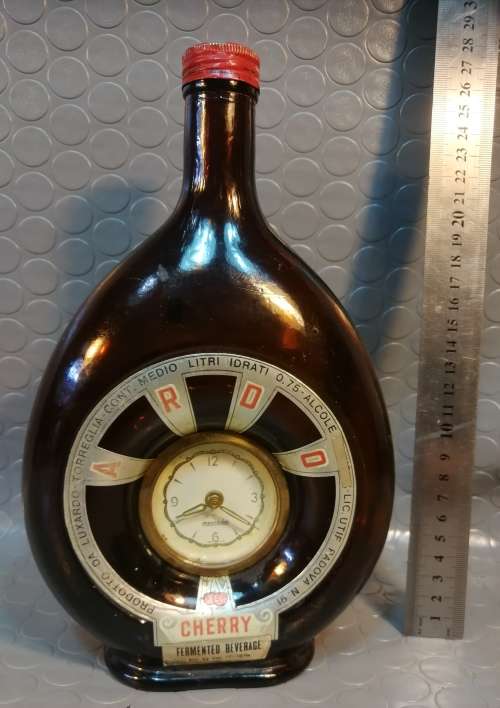 RARE GIROLAMO LUXARDO ITALIAN ARDO CHERRY WINE WITH MERCEDES CLOCK (Empty)