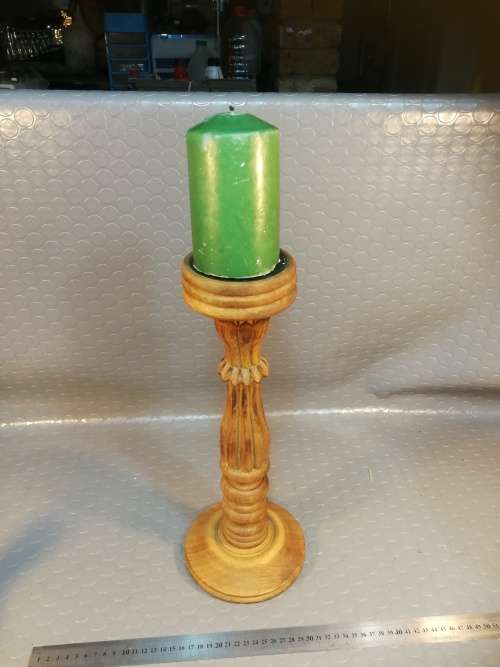 Solid oak wood candle stand 400mm high