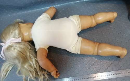 Highly Collectable!!! Large Vintage Zapf Creation Doll 65-20 With Sleeping Blue Eyes 1980`s 610mm