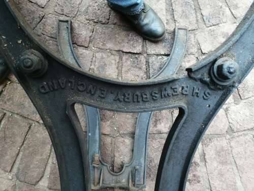 Very Large, Antique 1800`s Grinding Sandstone Sharpening Wheel and Cast Iron Stand!!