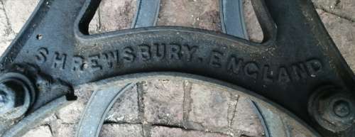 Very Large, Antique 1800`s Grinding Sandstone Sharpening Wheel and Cast Iron Stand!!