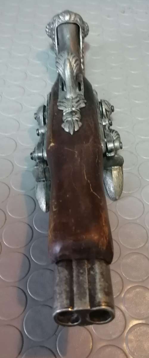 Vintage Decorative Pewter and Wood Spanish Flintlock Display!!!