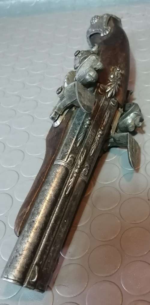 Vintage Decorative Pewter and Wood Spanish Flintlock Display!!!