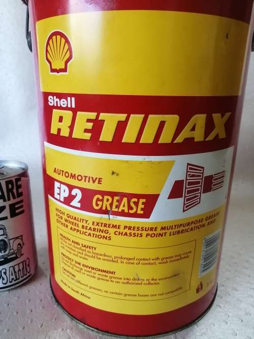 VINTAGE!! SHELL RETINAX EP2 METAL CAN OF GREASE (3/4 full 4 kg)