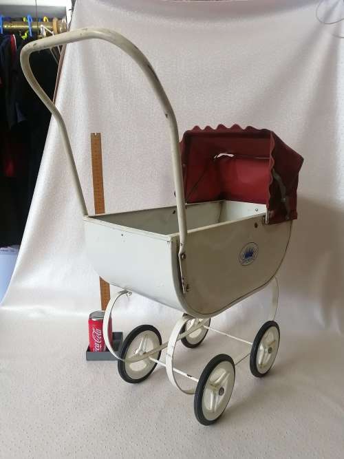 Original Antique Metal Toy Baby Stroller Pram
