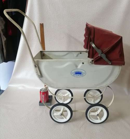 Original Antique Metal Toy Baby Stroller Pram