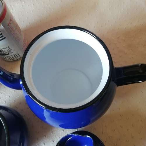 Very Beautiful Vintage Blue Enamel Tea Set - Unused