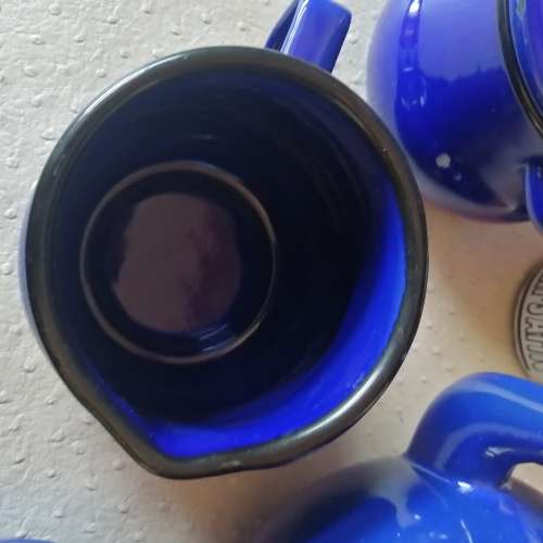Very Beautiful Vintage Blue Enamel Tea Set - Unused