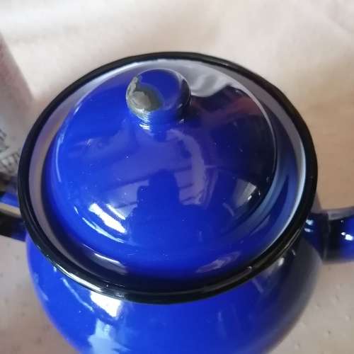 Very Beautiful Vintage Blue Enamel Tea Set - Unused