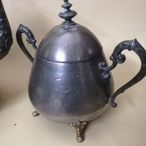 Antique Württembergische Metallwarenfabrik Ornate Silver Plate 1890`s Teaset - Marked WMF