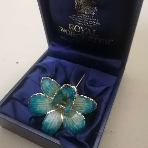 Original Royal Worcester Gold Trimmed Orchid Pin