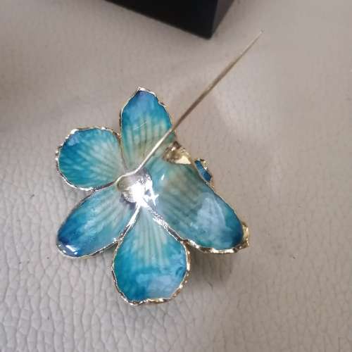 Original Royal Worcester Gold Trimmed Orchid Pin
