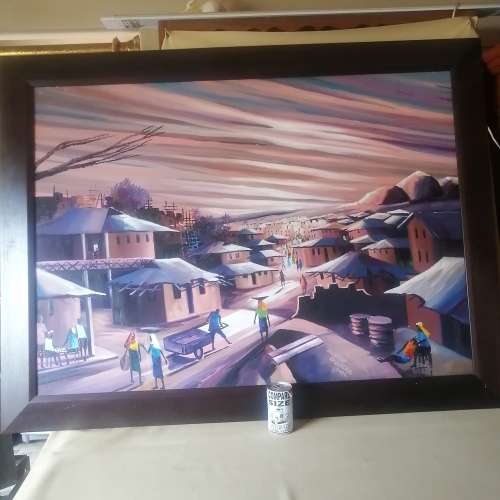 Massive Original Oil on Board Signed by Well Known Africa Artist Innocent Okolocha