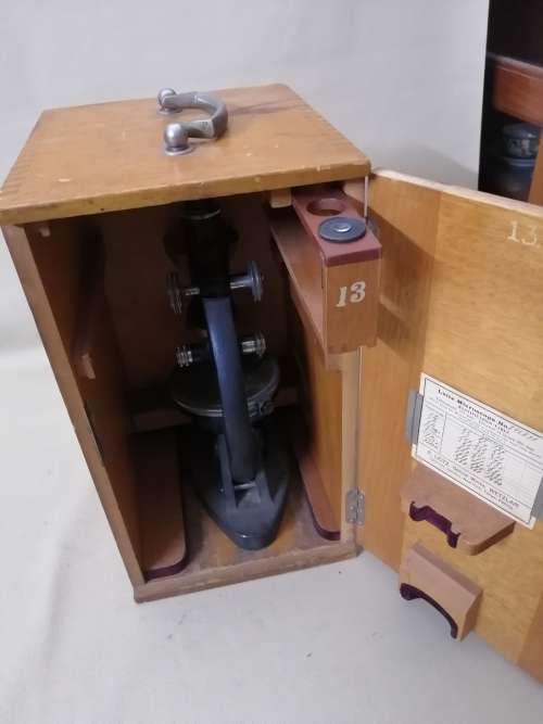 Very Large Cooke, Troughton and Simms Microscope in wooden case with extras