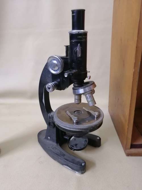 Very Large Cooke, Troughton and Simms Microscope in wooden case with extras