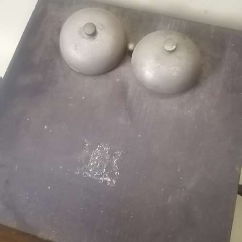 AWESOME ANTIQUE SOLID and HEAVY oak wall telephone (COMPLETE)