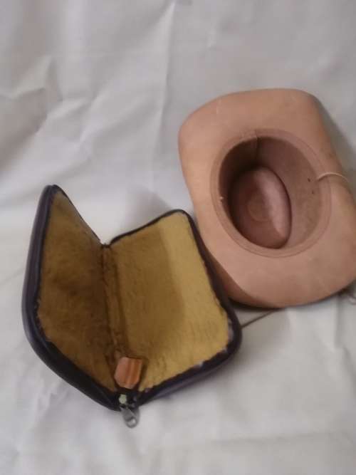 Exquisite Hand Carved Genuine Leather Handgun Pouch and Cowboy Hat