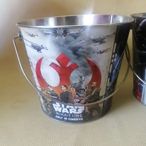 Three Different Collectors Star Wars Metal Popcorn Buckets