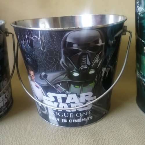 Three Different Collectors Star Wars Metal Popcorn Buckets