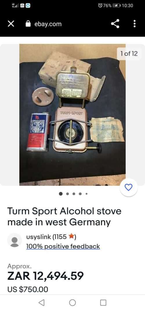 Very Rare and Valuable Vintage Turm-Sport West Germany Alcohol Stove