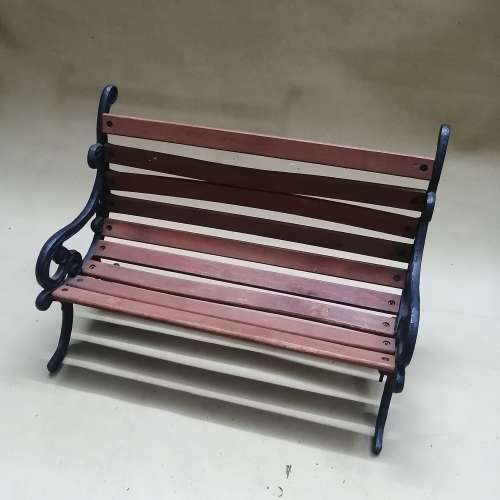Vintage 80s Mini Park Bench, Cast Iron & Wood - 1 of 3