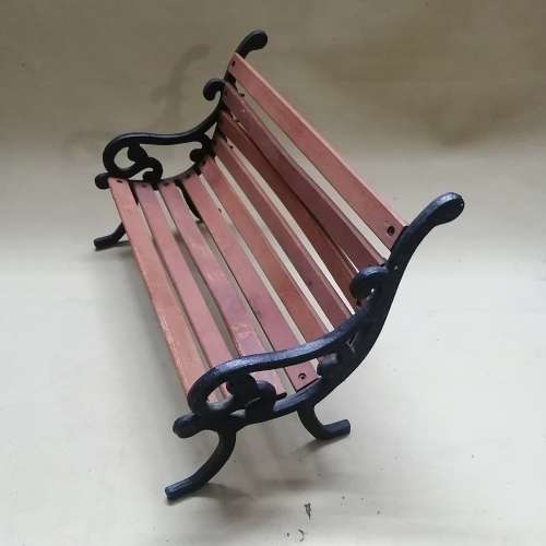Vintage 80s Mini Park Bench, Cast Iron & Wood - 1 of 3