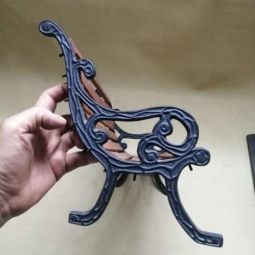 Vintage 80s Mini Park Bench, Cast Iron & Wood - 1 of 3