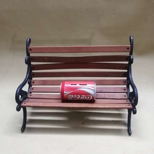 Vintage 80s Mini Park Bench, Cast Iron & Wood - 1 of 3
