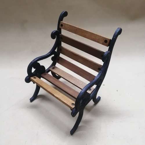 Vintage 80s Mini Park Bench, Cast Iron & Wood - No 2 of 3