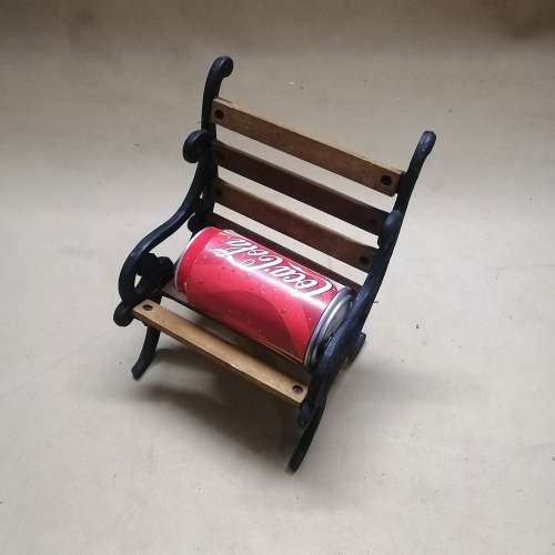 Vintage 80s Mini Park Bench, Cast Iron & Wood - No 2 of 3